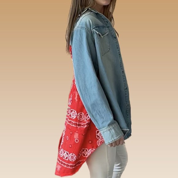 Cowtown Denim Shirt Jacket Size S/M - Picture 4 of 5